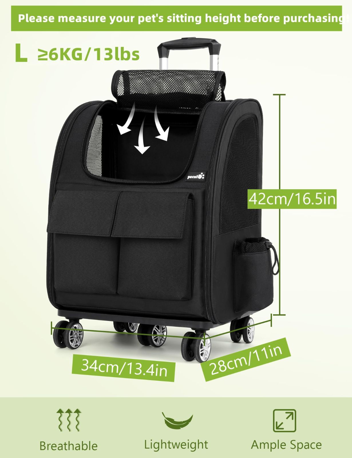 新商品 キャリー キャリー 避難用 防災 通院 ブラック 旅行 ドライブ 取り外し な車輪 折り畳み ペットキャリーケース 小型犬 犬 WAY 3 カート 猫用 猫 キャスター付き ペットキャリー ペットキャリー リュック