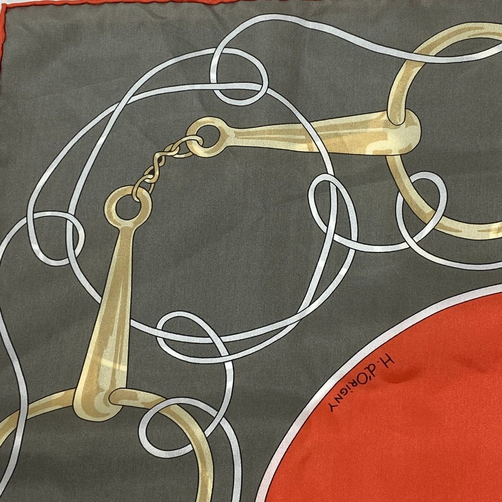 エルメス カレ140 FOLKLORE フォルクロール シルク オレンジ