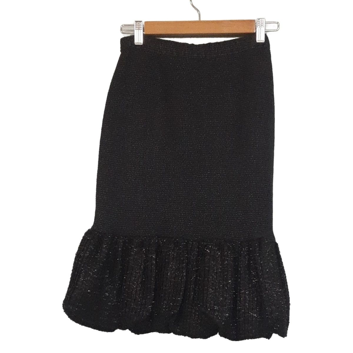 NOKO OHNO ノコオーノ スカート サイズ40 M レディース - 黒 ひざ丈 ウエストゴム シワ加工 プリーツ ラメ