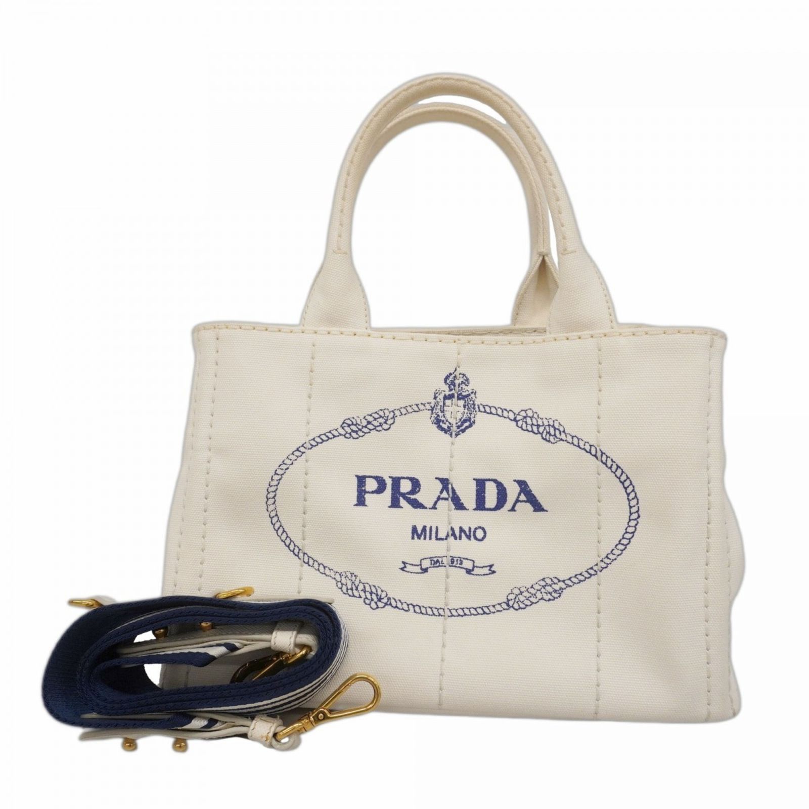 PRADA プラダ カナパ キャンバストートバッグ レディース アイボリー