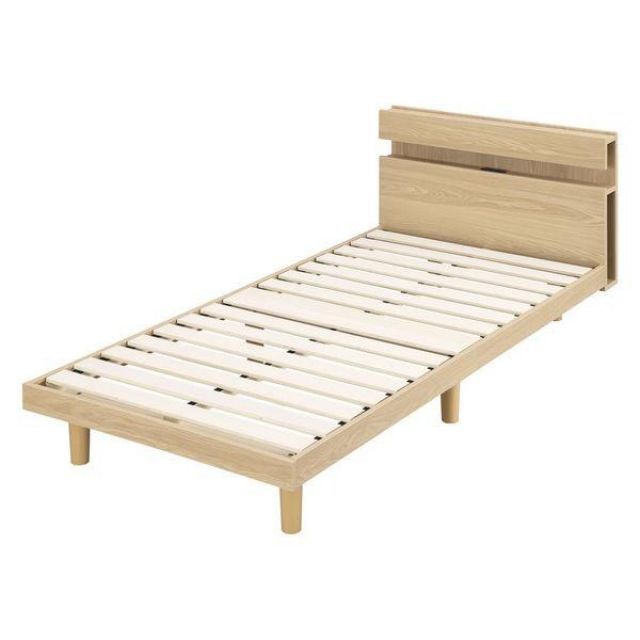 アイリスオーヤマ すのこベッド シングル SNBS-S ナチュラル ベッド 通気性 コンセント付 収納スペース