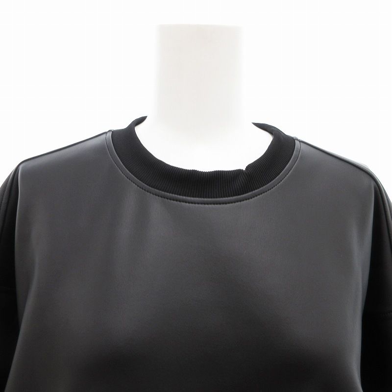 ダブルスタンダードクロージング ダブスタ エッセンシャル 美品 フェイクレザー トレーナー プルオーバー 長袖 F 黒 ブラック ダブルスタンダードクロージング ダブスタ DOUBLE STANDARD