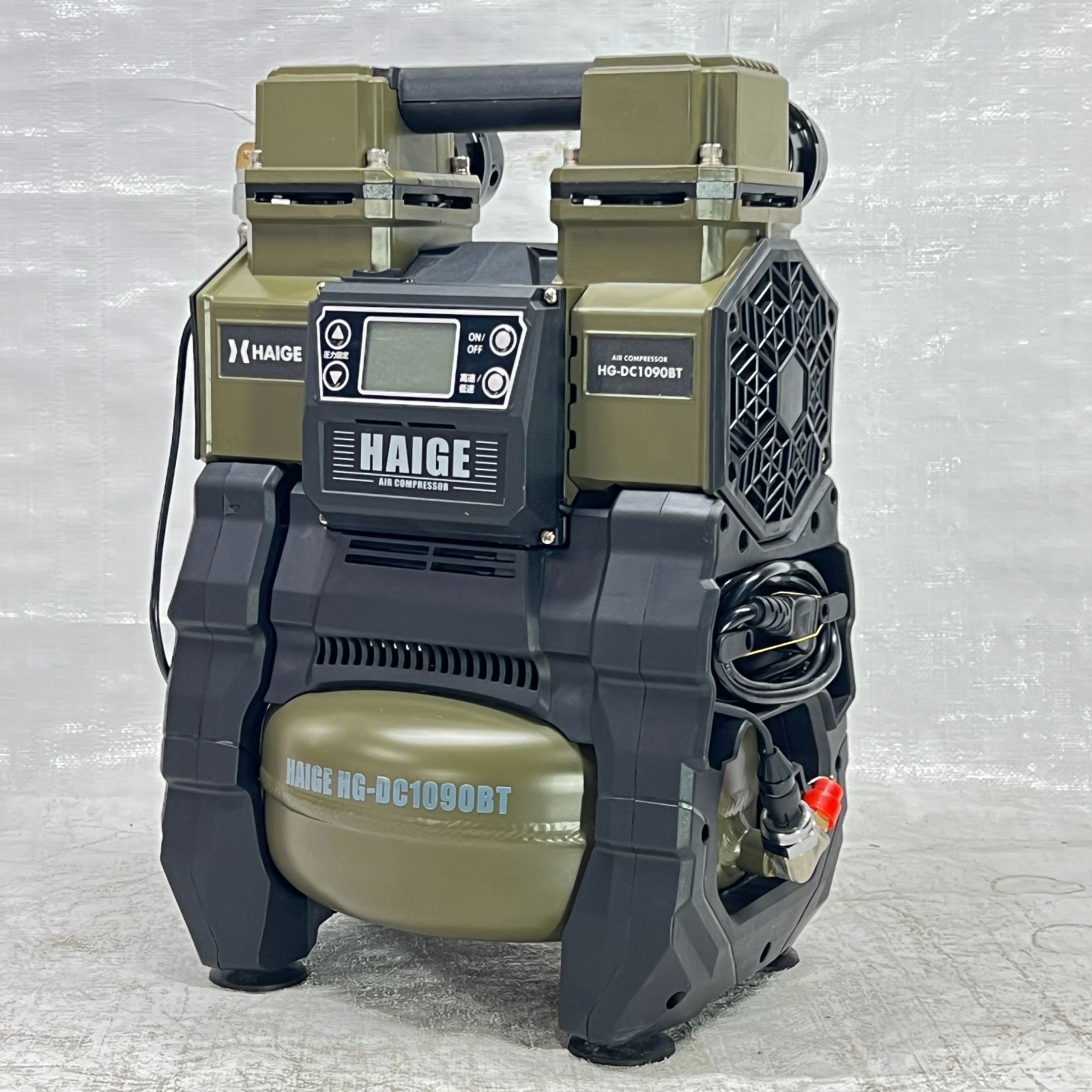 品 エアーコンプレッサー 100 V 5 L アルミタンク オイルレス AC電源|バッテリー充電式ハイブリッド 静音 小型 軽量 業務用 HG- 747