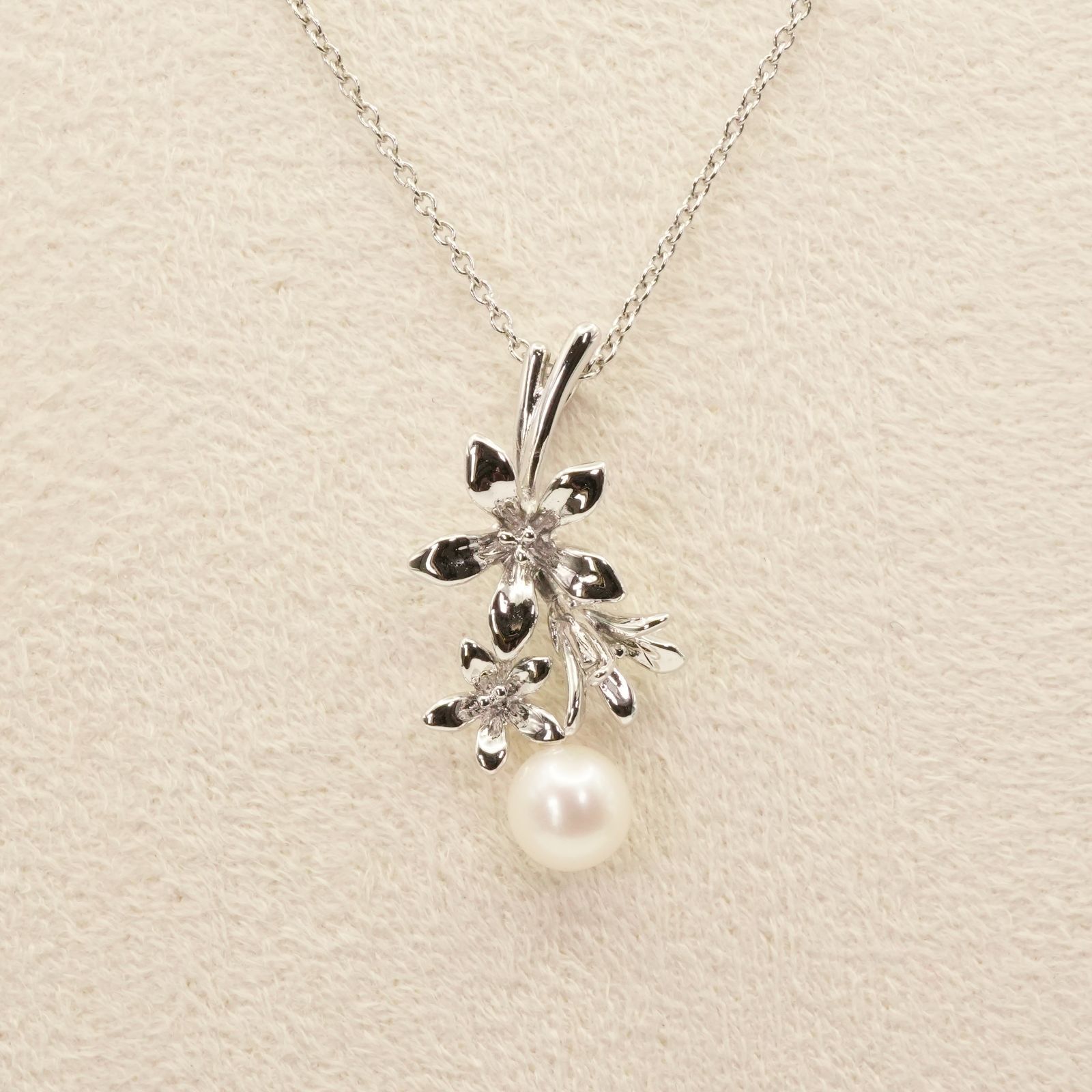 田崎真珠 シルバー パール フラワー TASAKI タサキ ネックレス
