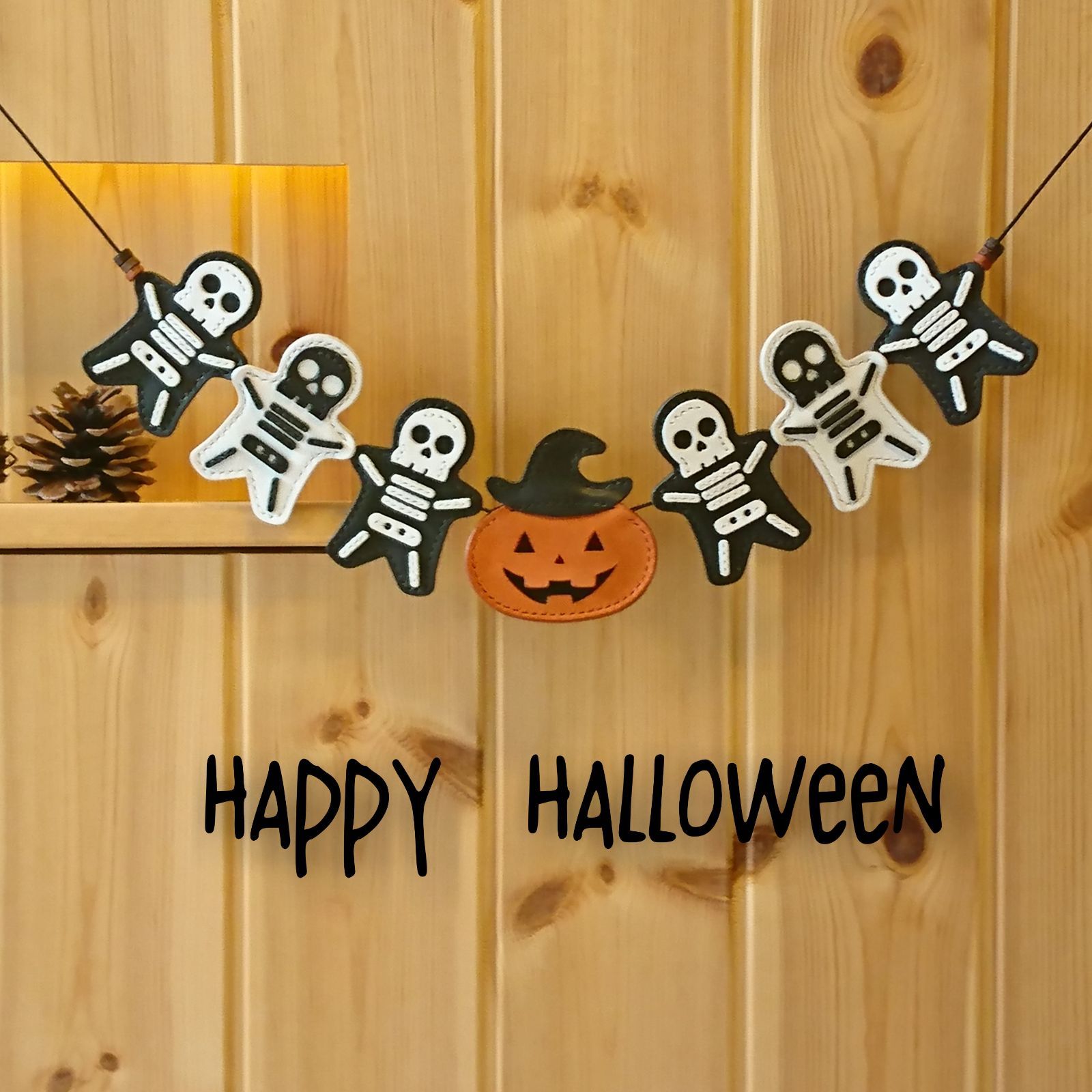 革でできたガーランド ハロウィーン Ver.