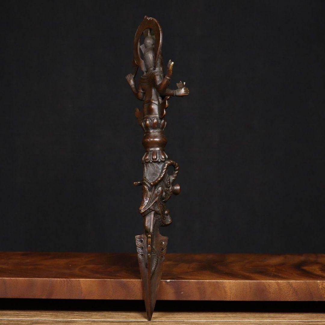 銅製 三面密教法器 置物 馬頭金剛杵 降魔明王 装飾品 工芸品