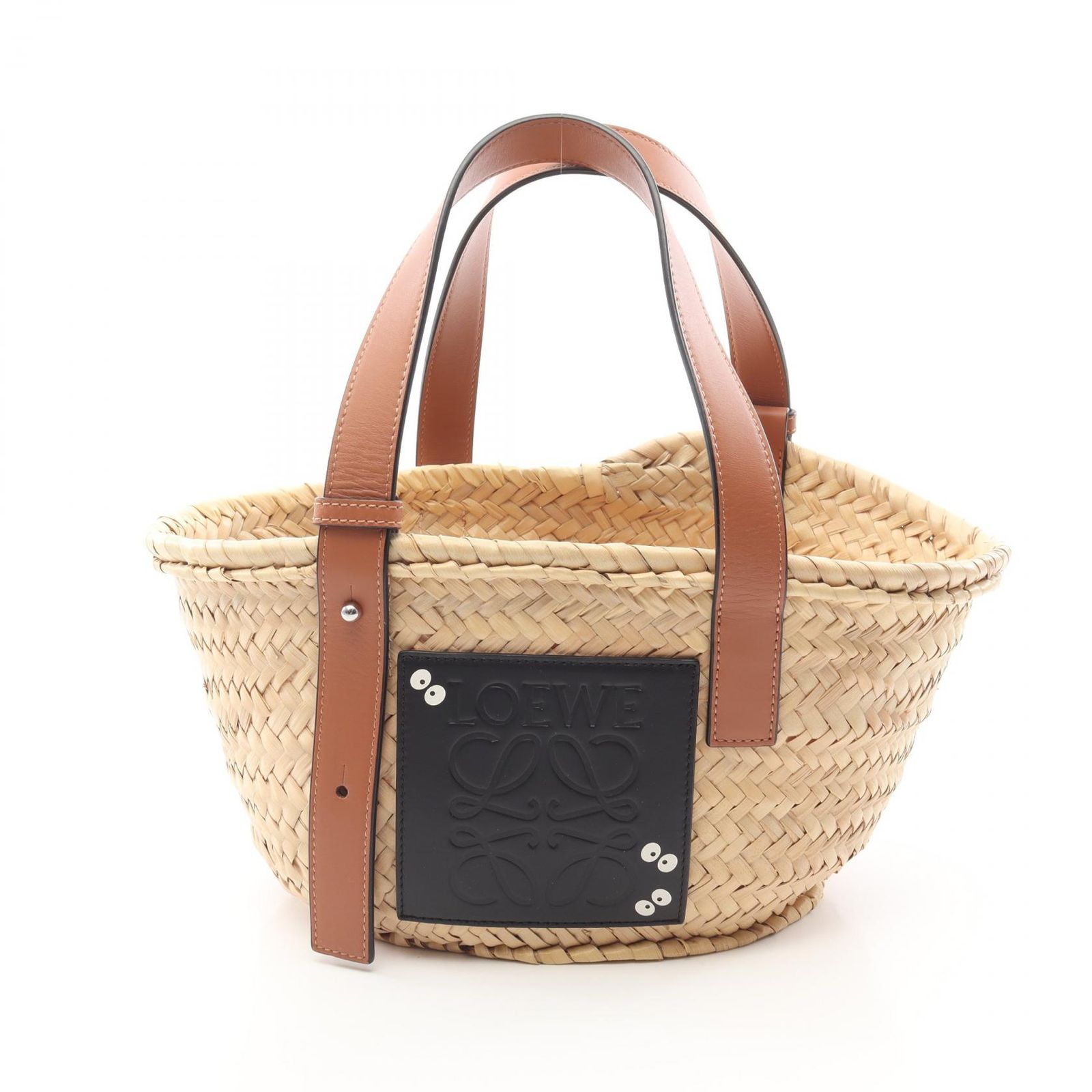 LOEWE ハンドバッグ Basket in palm leaf and calfskin Beige - LOEWE