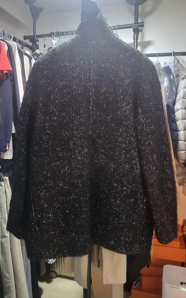 イロ キルバーン イロ ブラック ツイード コート 38