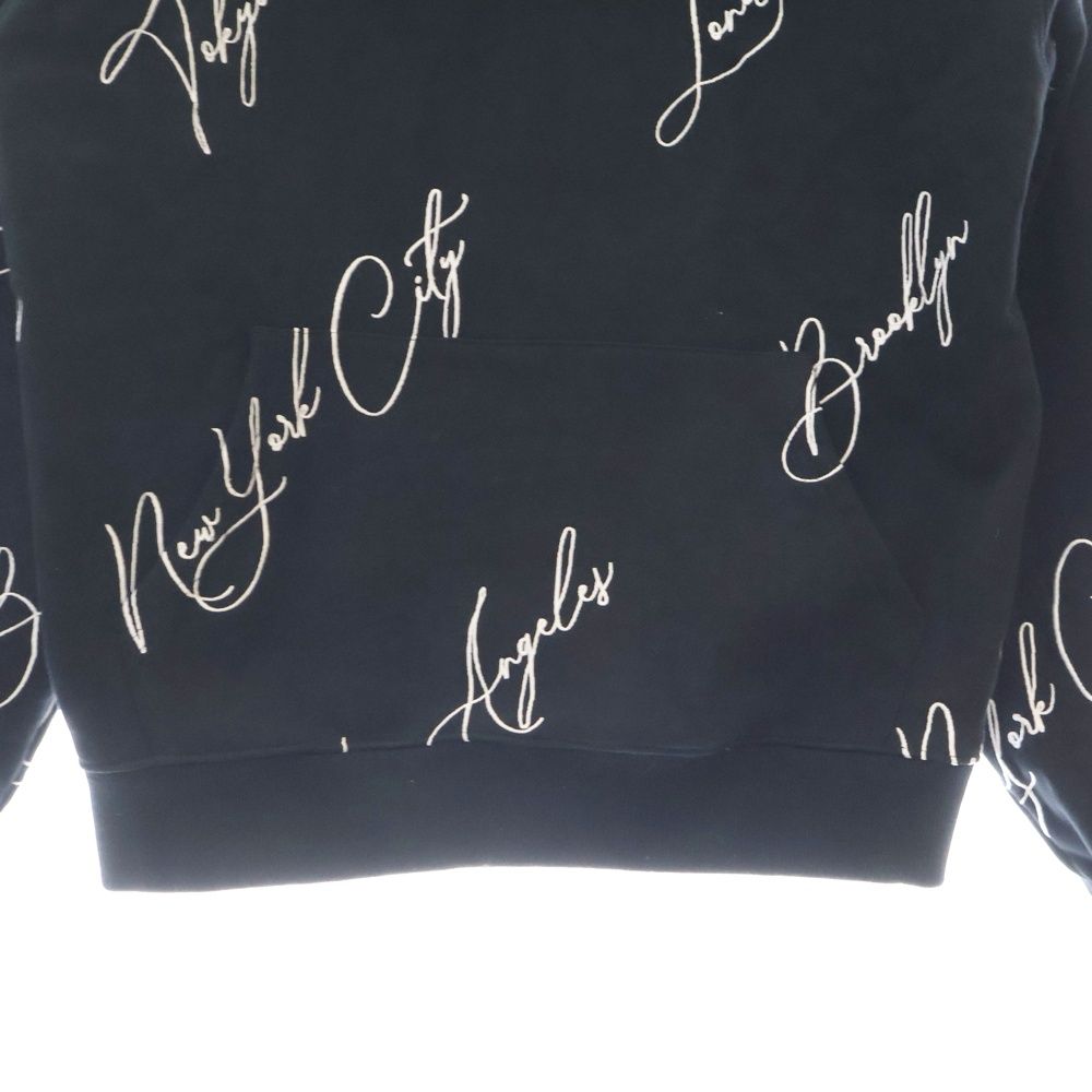 KITH キス CITY SCRIPT HOODIE 総柄プリント スウェットプルオーバーパーカー ブラック KHM030347 KITH (キス) CITY SCRIPT HOODIE 総柄プリント スウェットプルオーバー