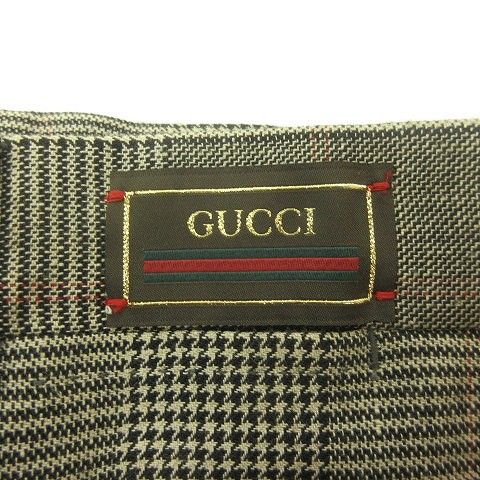 GUCCI チェック柄 ウールリネン　スラックス グッチ GUCCI boutique タグ付 グレンチェック ウールリネン