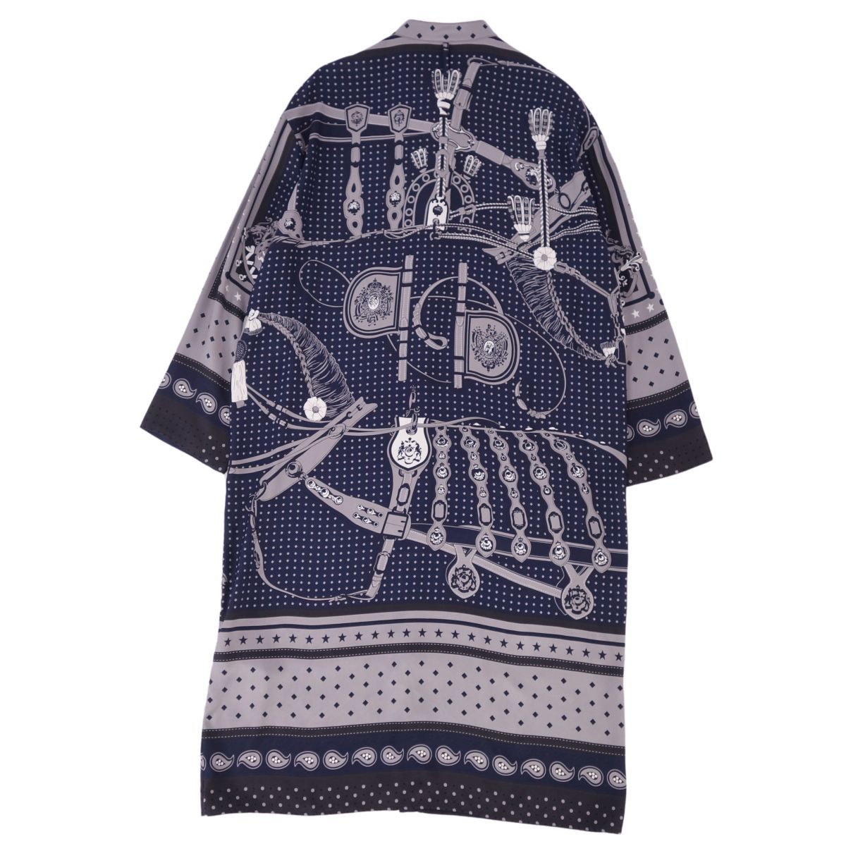 極美品 エルメス HERMES ワンピース 22AW シャツ 総柄 シルク トッ