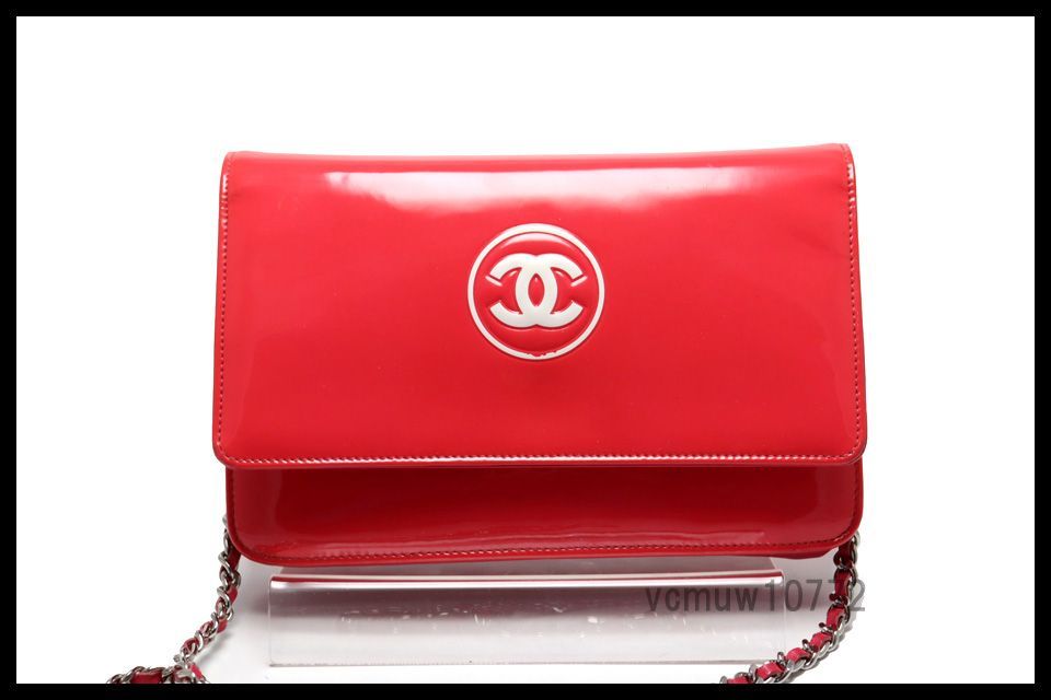 希少美中古□CHANEL 17番台 メイクアップライン SV金具 エナメル