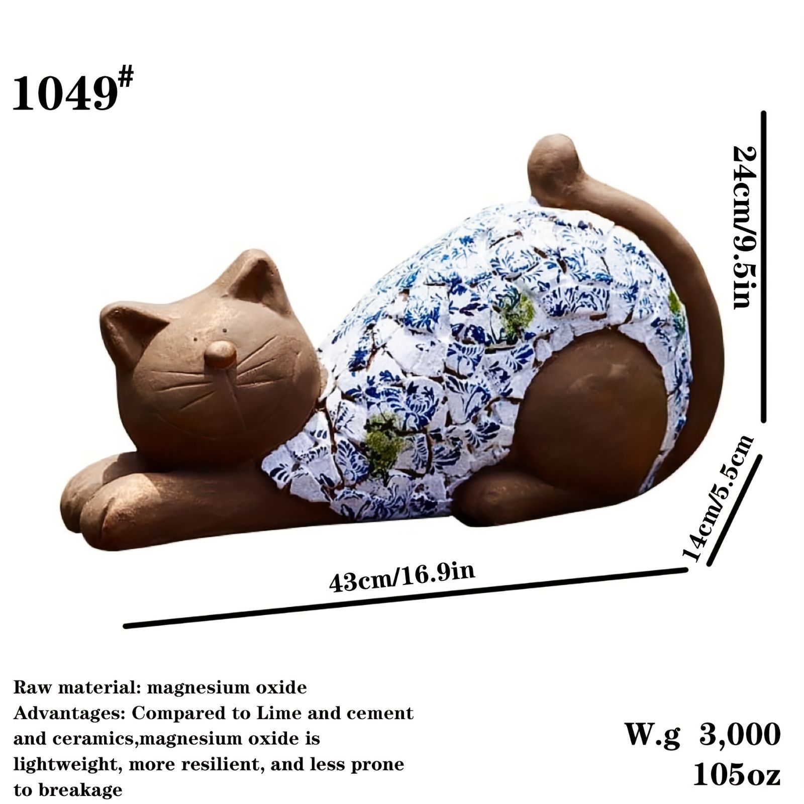 こっちー出品 置物 オブジェ ガーデンオーナメント 室内 屋外 インテリア ネコ 猫
