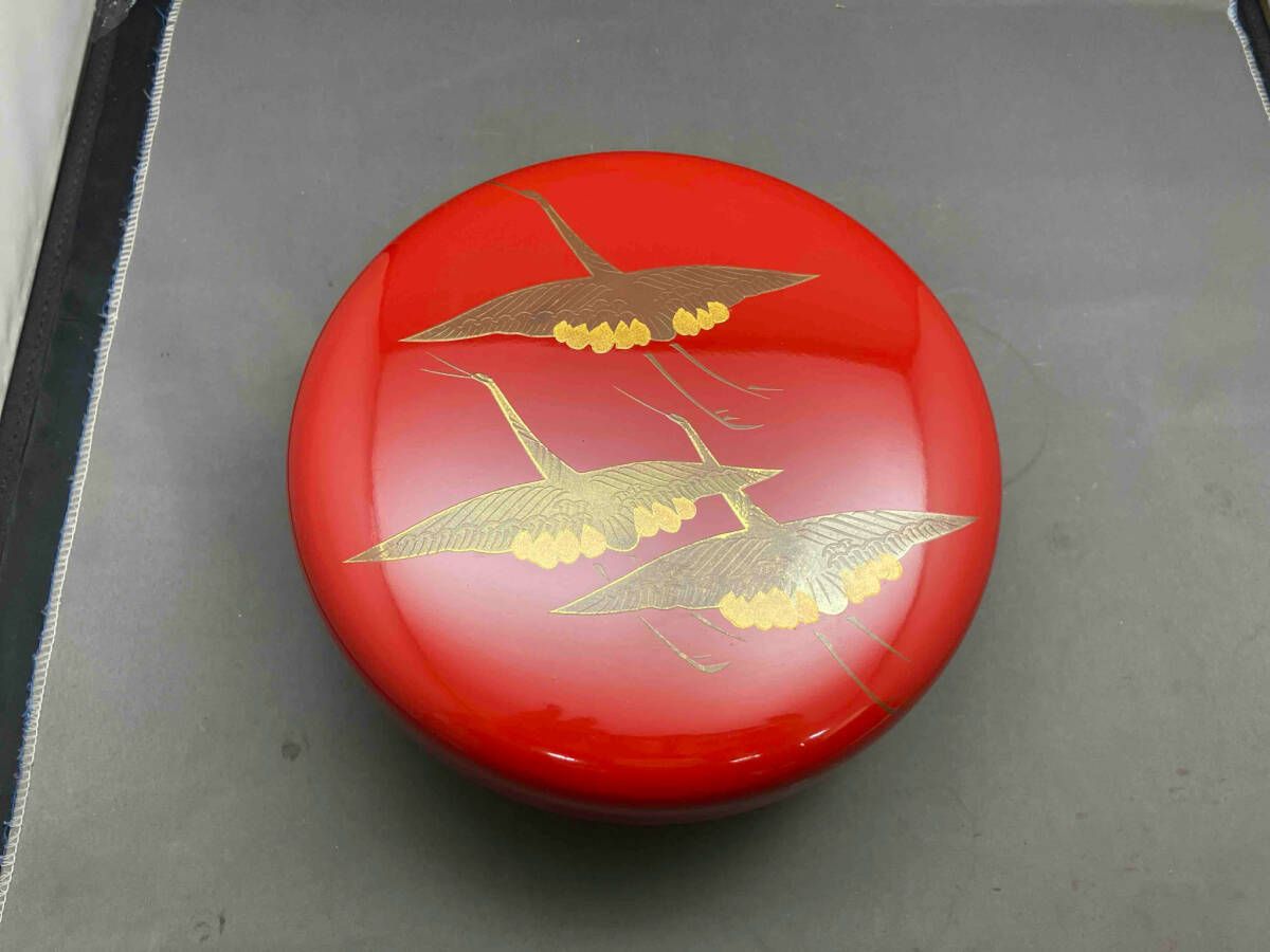 群鶴蒔絵菓子器