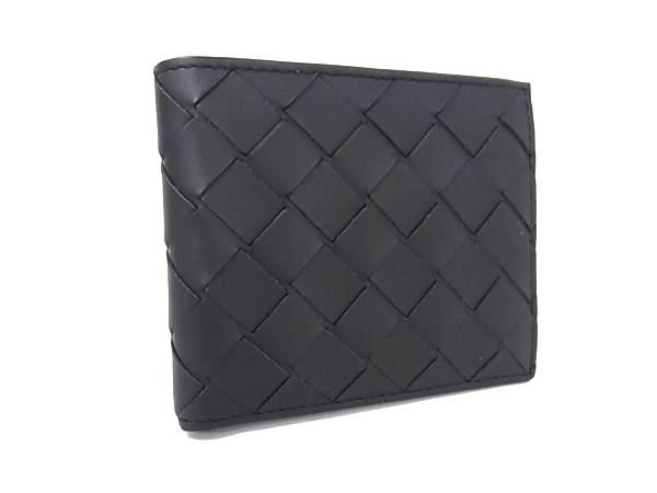BOTTEGA VENETA ボッテガヴェネタ イントレチャート レザー 二つ折り 財布 ウォレット 小銭入れ ブラック系 FJ9998
