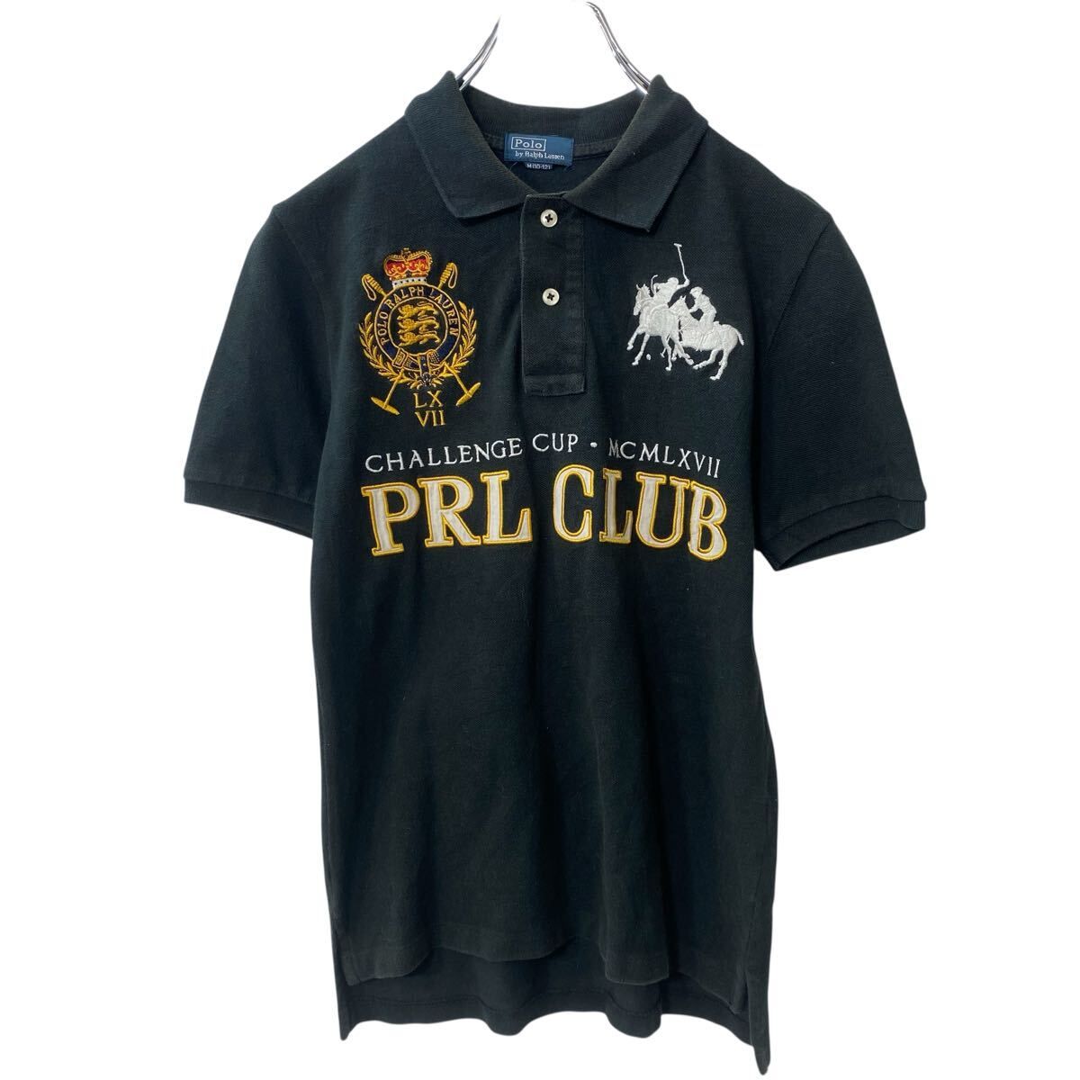 Polo Ralph Lauren 半袖 ロゴ ポロシャツ キッズ M 150～ ブラック ポロラルフローレン 古着卸 アメリカ仕入 a707-5206