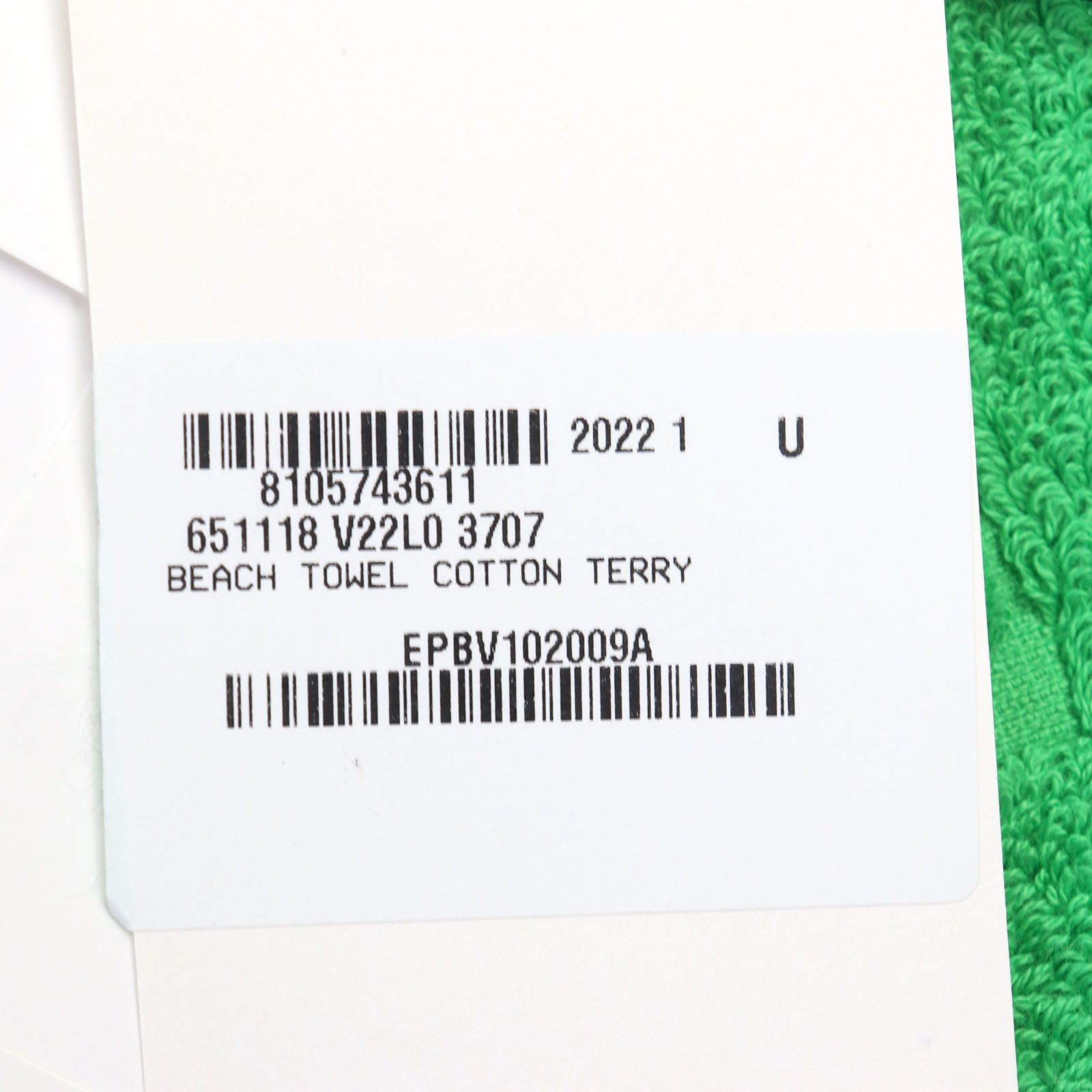 人気アイテムお得に購入！ ♥品○BOTTEGAVENETA ボッテガヴェネタ 2025年製 651118 BEACH TOWEL COTTON TERRY コットン テリークロス 大判 ビーチタオル グリーン 保存袋付き イタリア製 正規品 【100%本物】