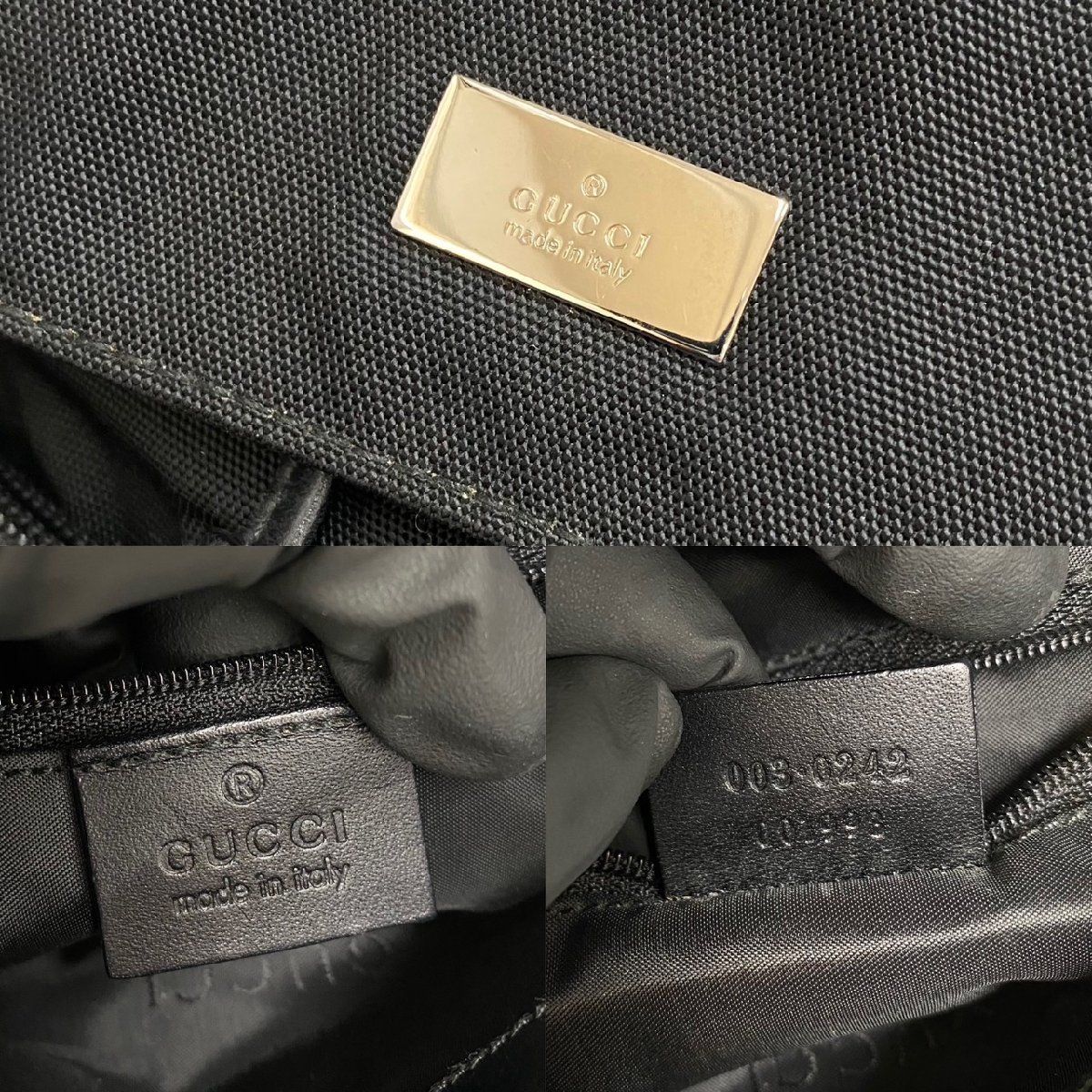 極 美品 希少品 GUCCI グッチ ロゴ 金具 ナイロン レザー ミニ