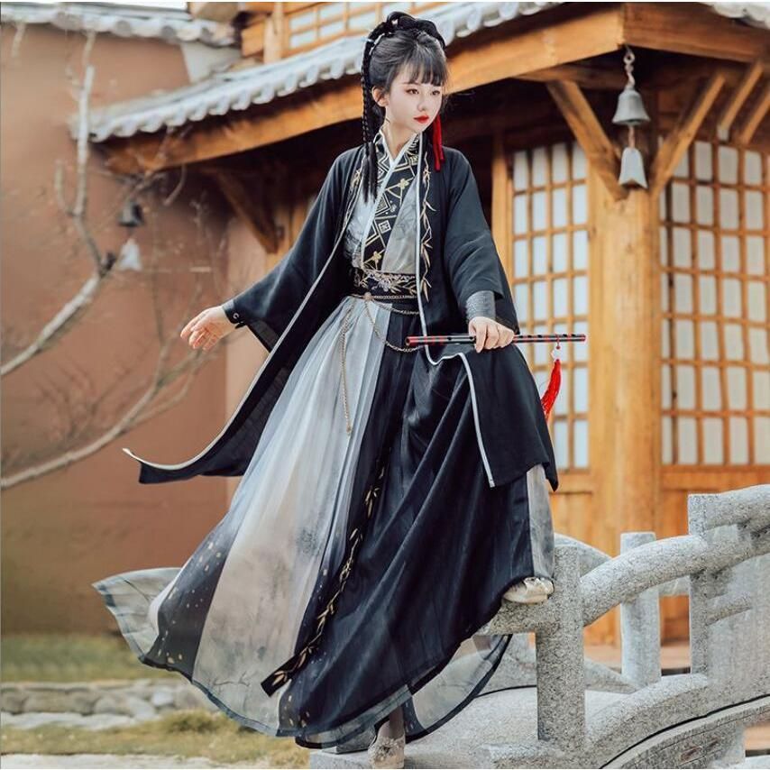 漢服 宋時代コスプレ衣装 竹柄プリント刺しゅう レディース メンズ 男女兼用 ペアお揃い コスチューム 時代劇 華流舞台衣裳 ステージ衣裳