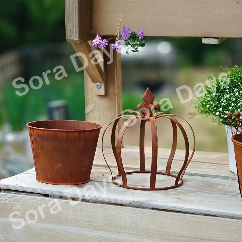 プランター 鉢 クラウン型 フラワーポット 錆び風 金属製 おしゃれ