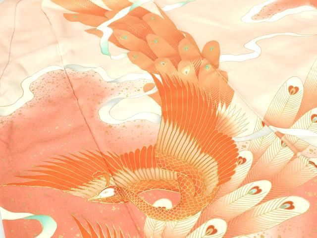 【華やか】⭐️金彩振袖⭐️縮緬⭐️雪輪重ね文様⭐️ 平和屋着物□訪問着 雪輪鴛鴦花文 暈し染め 金彩 正絹 逸品