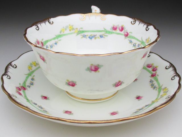 MEISSEN - 古コウルドン／手描き 金張 カップ＆ソーサー「ローズ」 MEISSEN - 古コウルドン／手描き 金張 カップ＆ソーサー「ローズ