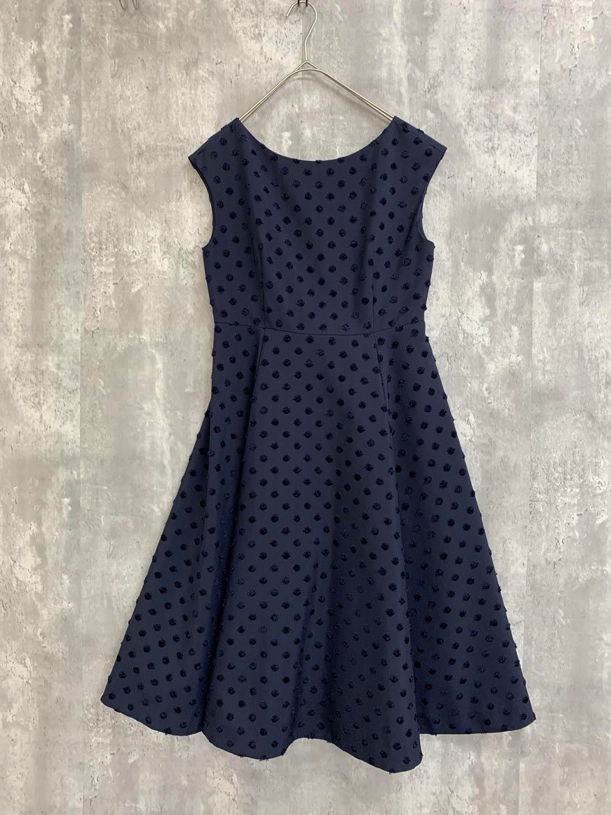 Rouge vif la cle ルージュヴィフ ラクレ ドット ジャガード ワンピース size38|紺 ◎レディース