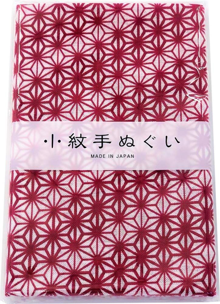 【在庫処分】宮本 日本製 手ぬぐい 小紋 和柄 Miyamoto-Towel 泉紅梅 33×90cm 麻の葉(臙脂) 33470