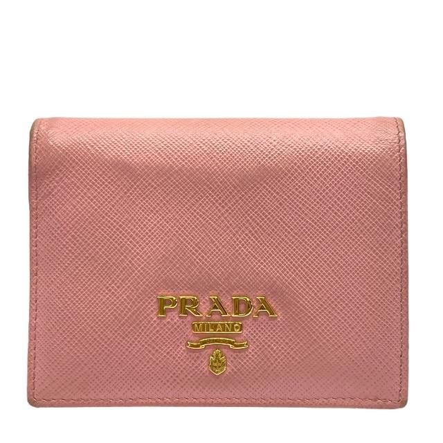 プラダ PRADA 2つ折り財布/ミニ/コンパクト - レザー ベージュ 財布