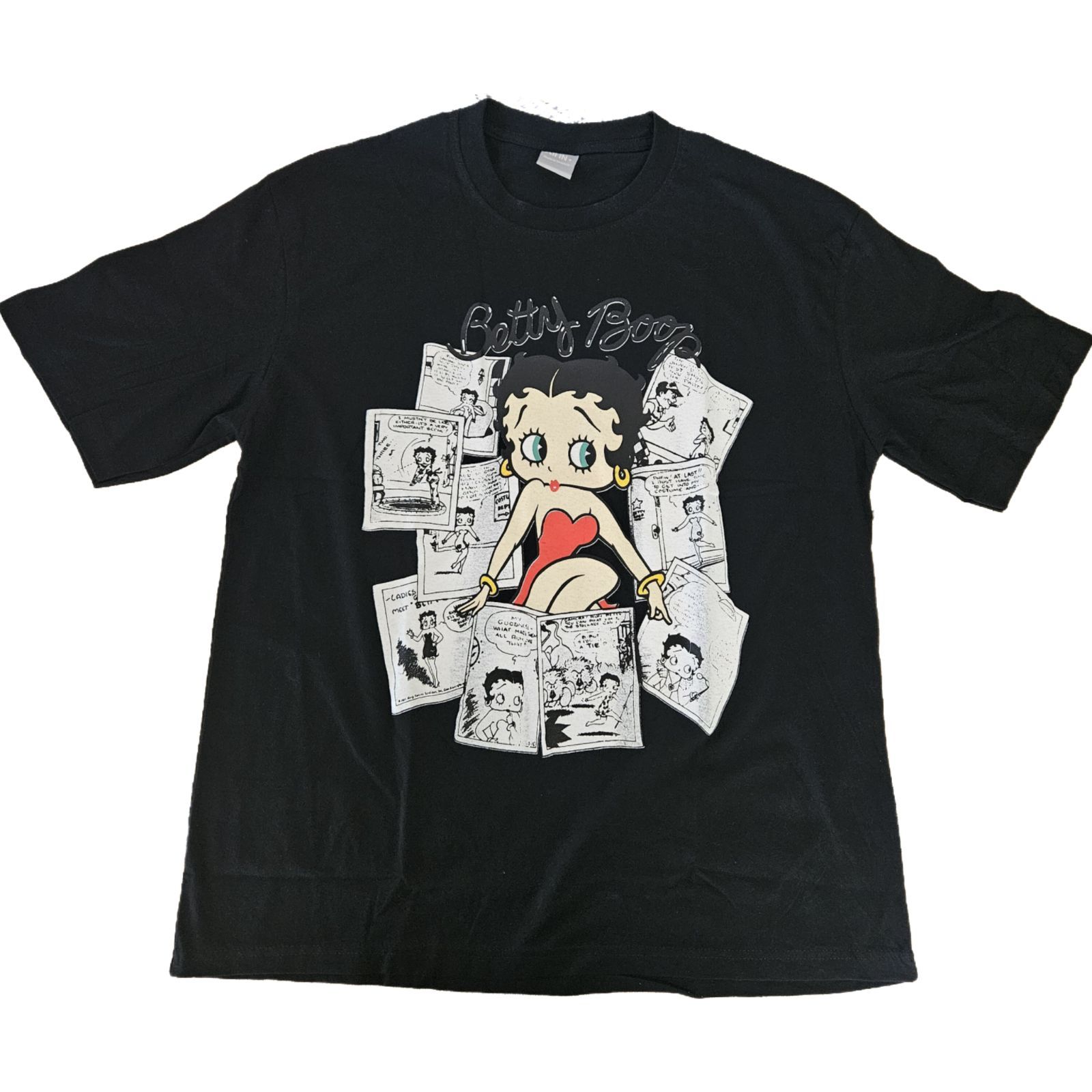 BETTY BOOP チェッカー ビッグプリントTシャツ黒ベティちゃん