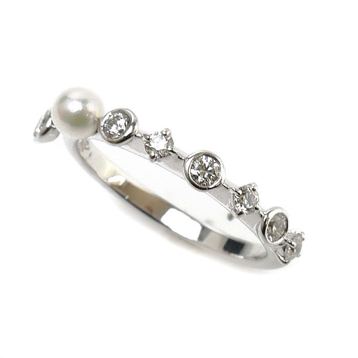 リング指輪素材MIKIMOTO パール 真珠 ダイヤモンド リング・指輪 K18WG レディース