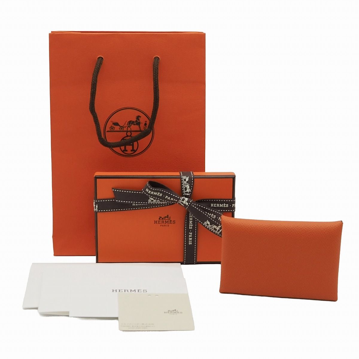 【N 新品/未使用品】HERMES エルメス カルヴィ ヴェルソ バイカラー オレンジ セレスト ライトブルー ヴォー・エプソン カードケース  名刺入れ パスケース 定期入れ シルバー金具 B刻印 2023年製造 H078475CKAQ