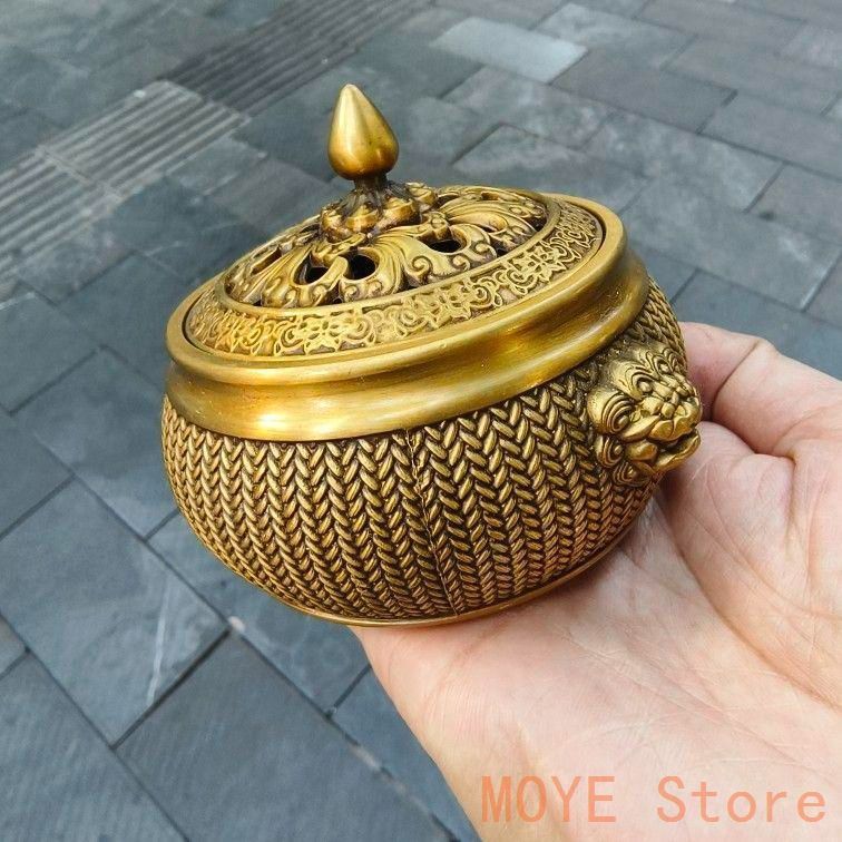 竜耳獅子の香炉 銅器 文房具 茶道具 重厚 極細工 工芸品 美術品 茶寵の置物 竜耳獅子の香炉 銅器 文房具 茶道具 重厚 極細工 工芸品 美術品 茶