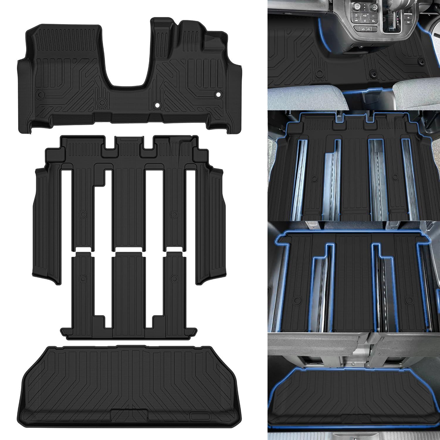 Jiooyホンダ ステップワゴン RP6 RP7 RP8 フロアマット セカンドマット ラゲッジマット 4枚セット STEPWGN フロアマット AIR SPADA RP系 6代目 ハイブリッド車 2025年5月～現行 車種 設計 ステップワ