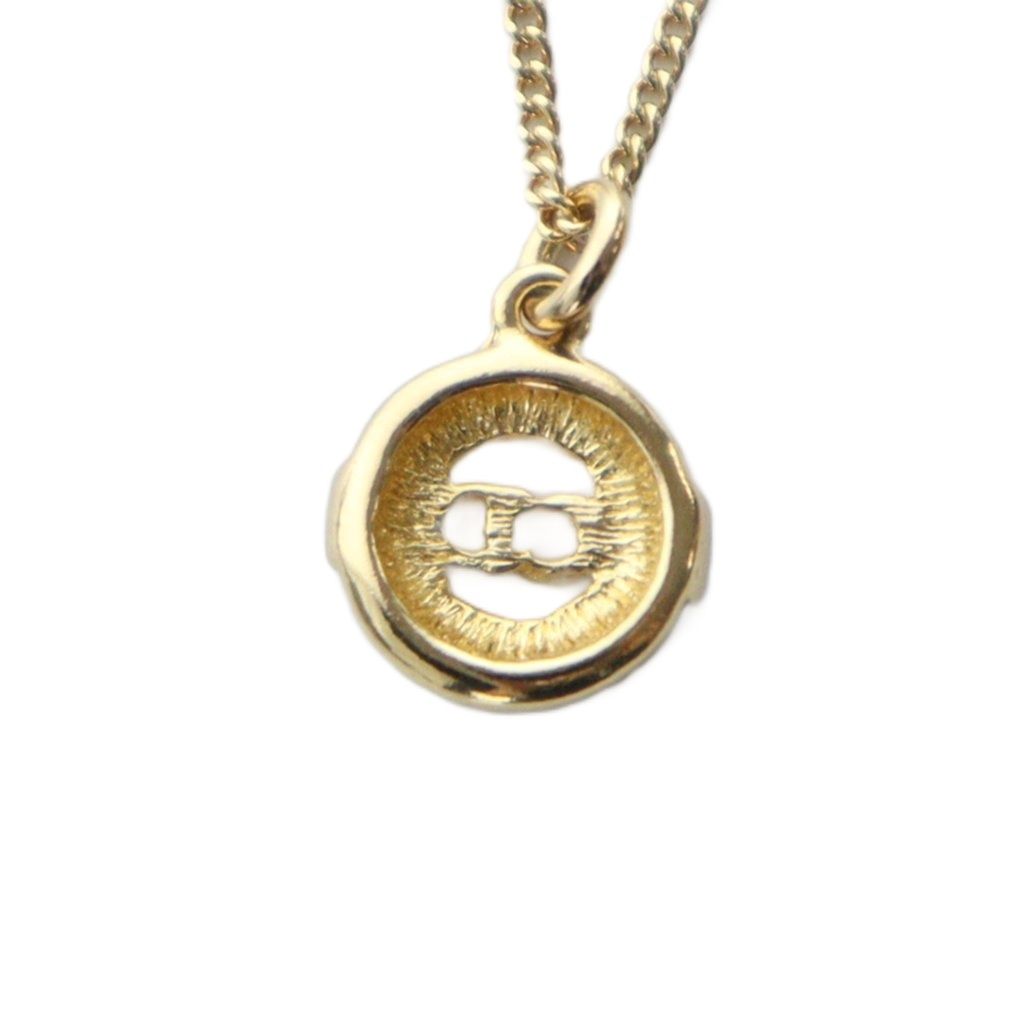 クリスチャンディオール Christian Dior ネックレス ペンダント CDロゴ 刻印 ストーン ゴールド色 GY18 MQ OH