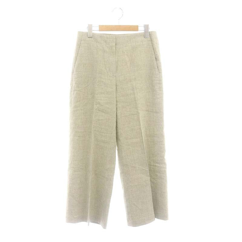 セオリー Theory 24SS Sharkskin Crunch Clean Terena CJ ワイドパンツ リネン 4 ライトグレー |DF OS
