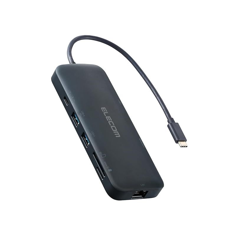 在庫限り エレコム USB-C ハブ ドッキングステーション 8in1 PD100W HDMI 4K|60Hz対応 USB 10Gbps USB3.2 Gen2 超高速データ転送 ネイビー DST-W10