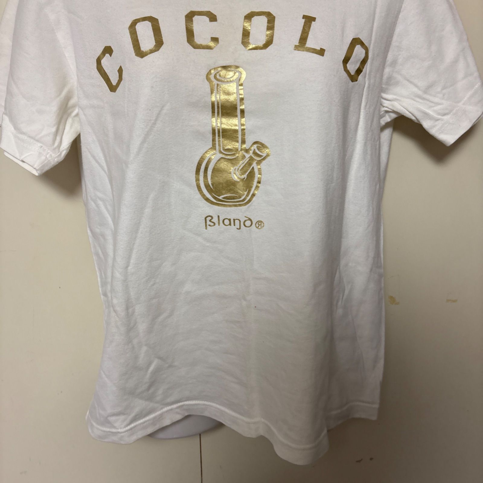COCOLO BLAND ココロブランド Tシャツ ホワイト メンズ ゴールド ロゴ 