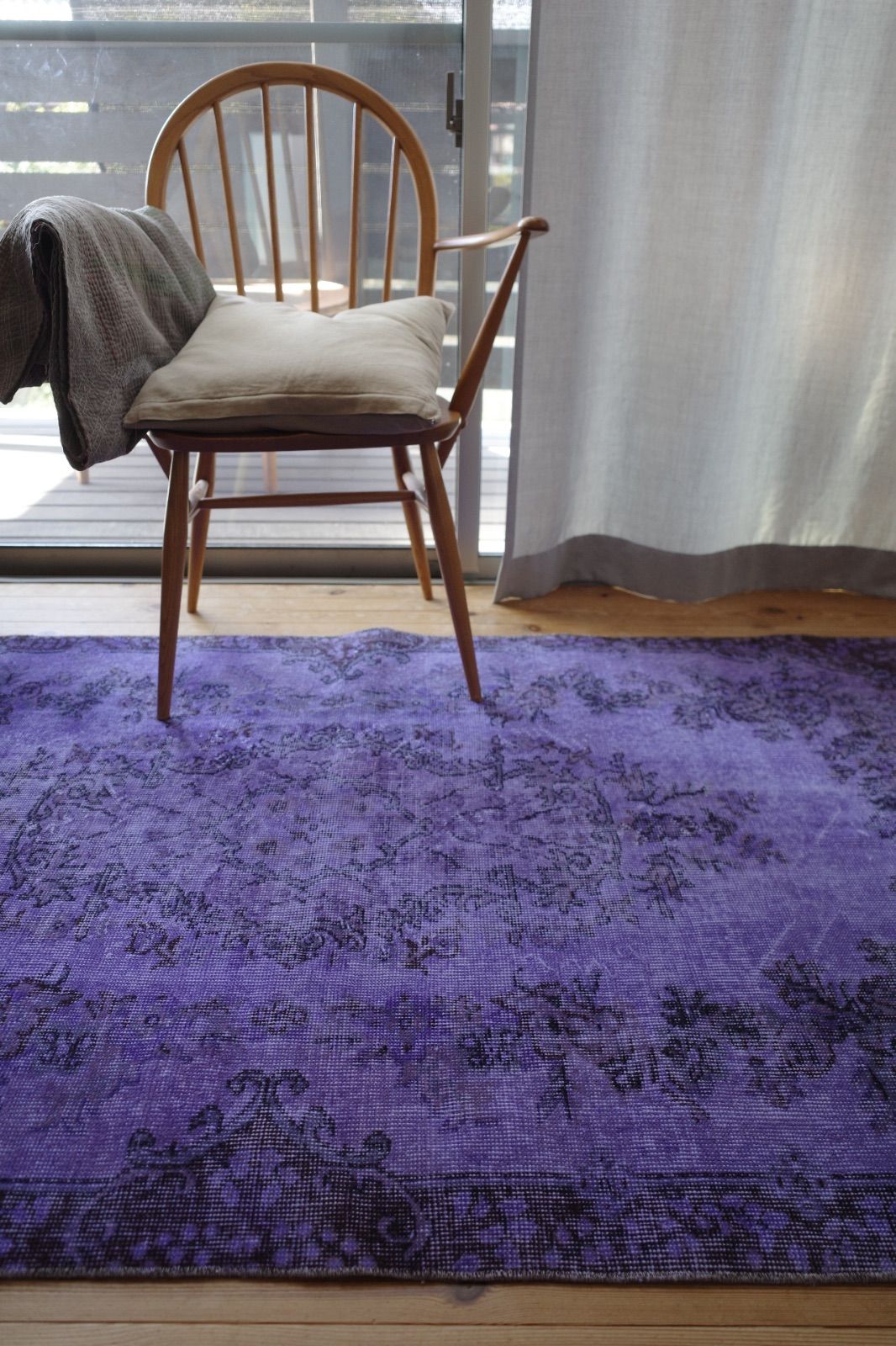 レア⁄ディープパープルのオーバーダイ ヴィンテージトルコラグ No.671