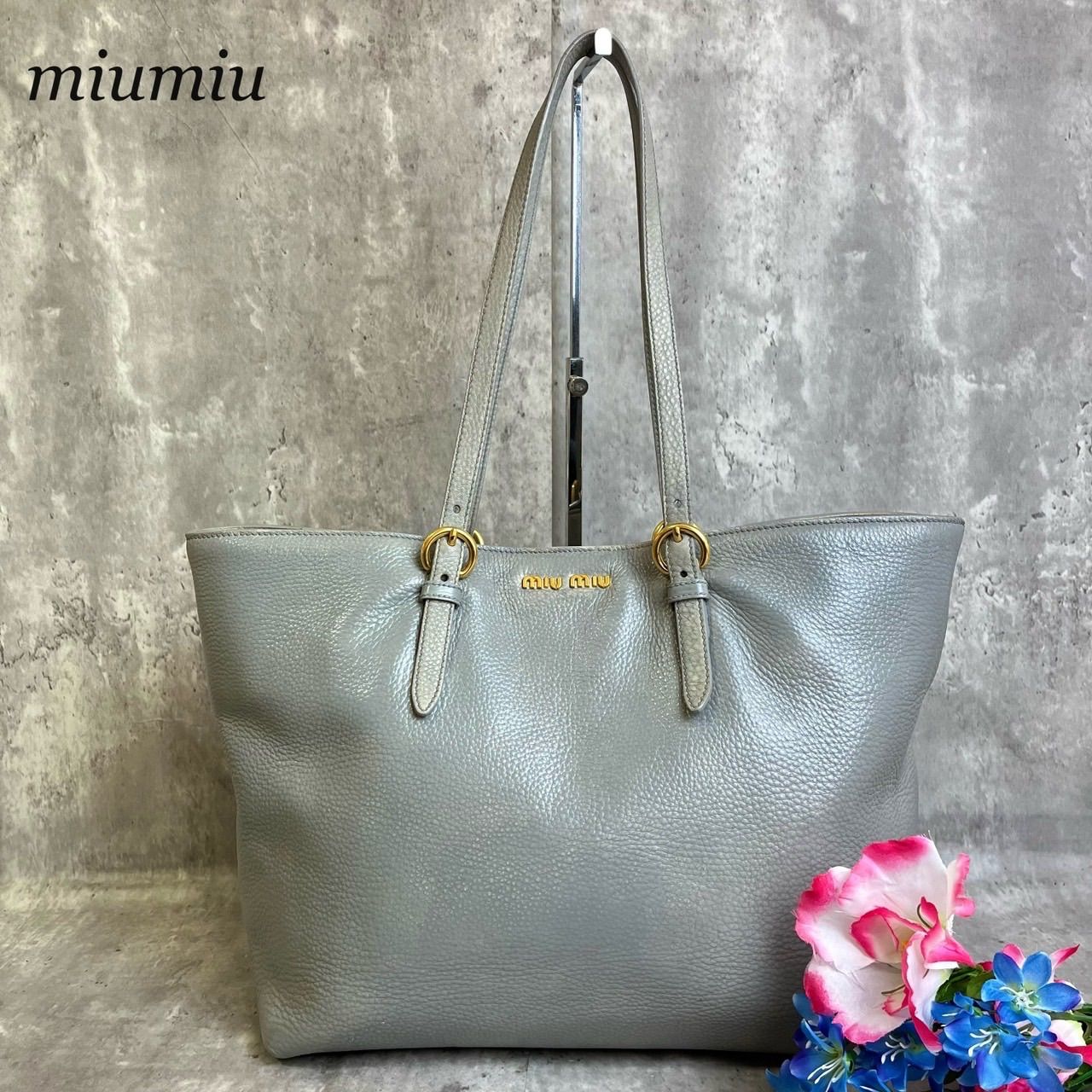 美品】ミュウミュウ☆A4金ロゴトートバッグ肩掛け