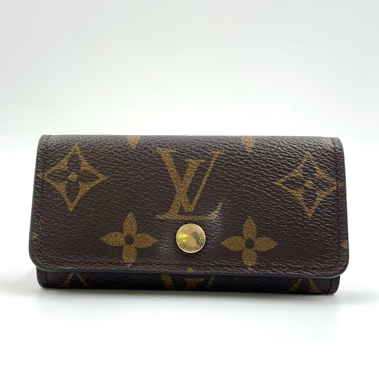 Louis Vuitton キーケース ブラウン LOUIS VUITTON ミュルティクレ4 モノグラム モノグラム PVC