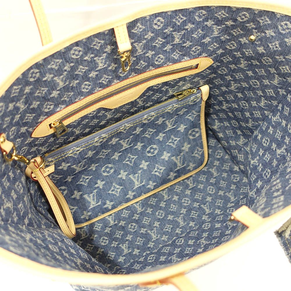 栄】ルイヴィトン デニム ネヴァーフル MM M13192 デニムブルー トート  