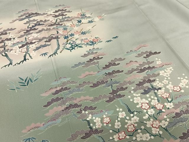 平和屋着物●本加賀友禅作家　奥田勝将　訪問着　松竹梅花文　暈し染め　大丸扱い　正絹　逸品　AAAY6661zg 平和屋着物○本加賀友禅作家 奥田勝将 訪問着 松竹梅花文 暈し染め