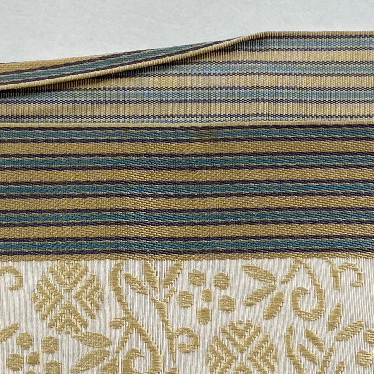 平和屋着物○両面 半幅帯 霞間道 金通し地 正絹 逸品 未使用