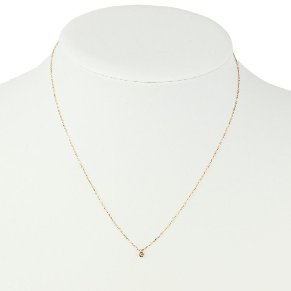 美品 agete アガット K10 1Pダイヤモンド 0.01ct ネックレス 40cm 