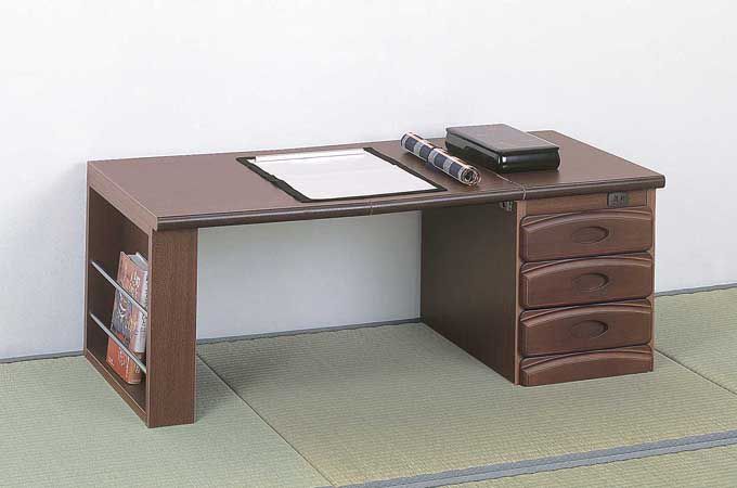 NEW天然木ワンタッチ文机 デスク 書斎机 完成品 ワンタッチの