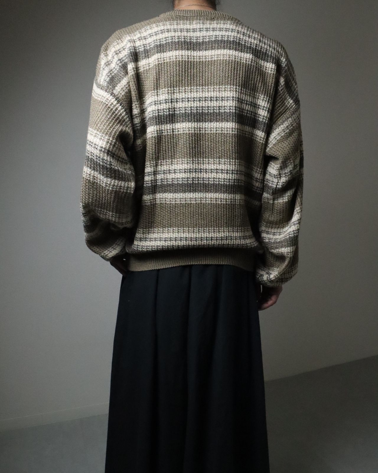 1990s JANZEN dead stock multi stripes thermal knit sweater 