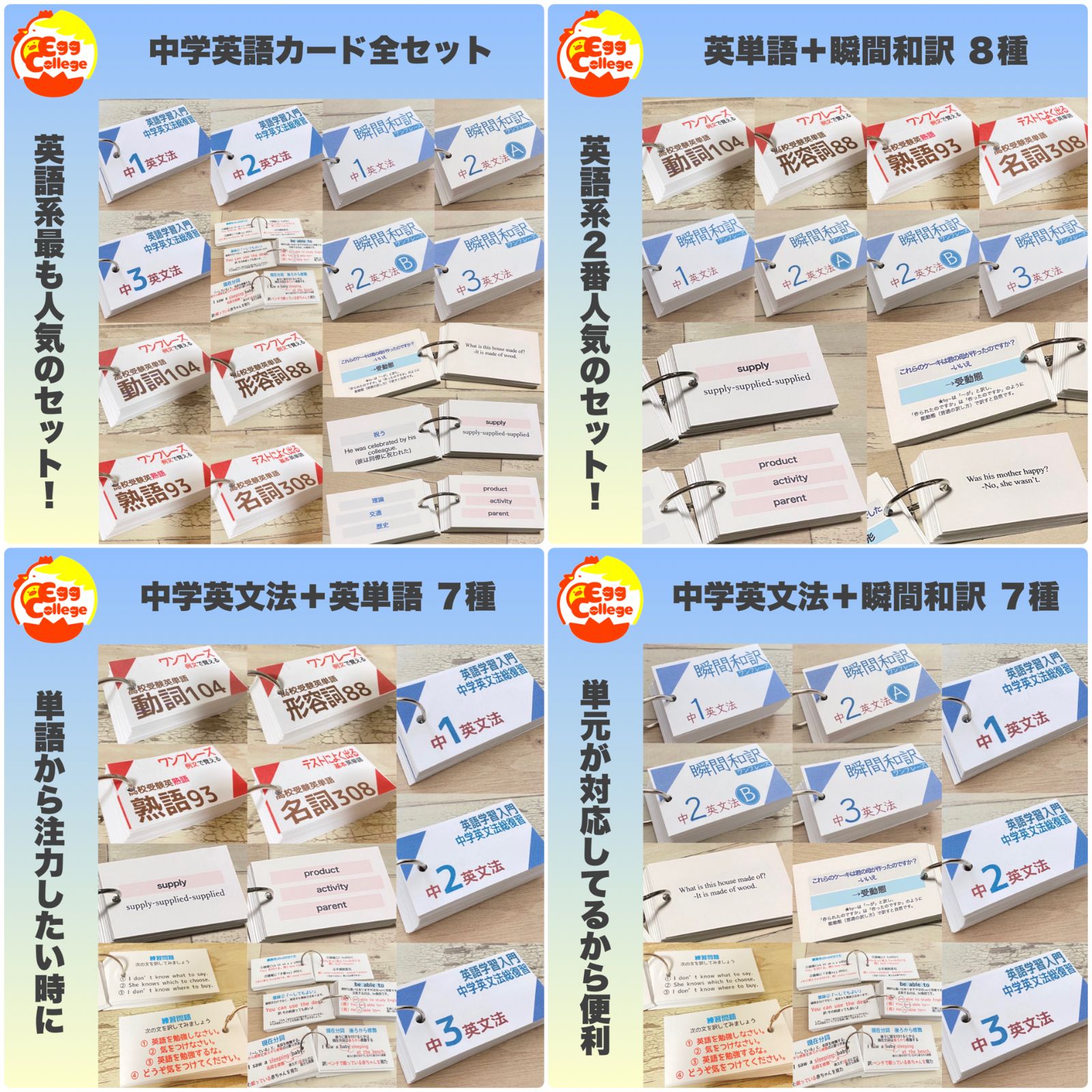 中2英語学習セット 中2英文法＋瞬間和訳カード 高校受験 高校入試