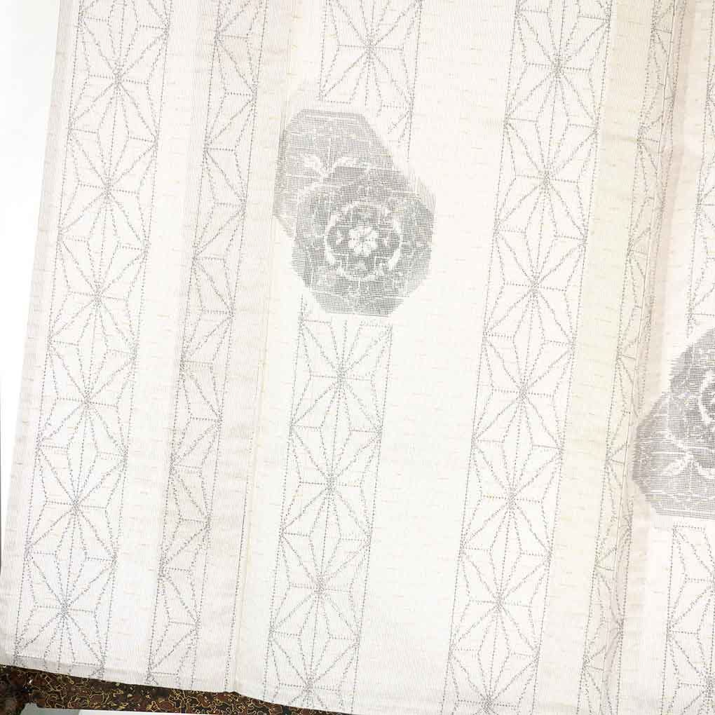 紬 身丈164cm 裄66cm 前幅25cm 後幅31cm 袖丈47cm 袖幅34cm レディース 単衣 麻の葉 裄長 裄M-Lサイズ 初夏 初秋用 正絹 シルク グレー トールサイズ リメイク リユース リサイクル 呉服のきくや