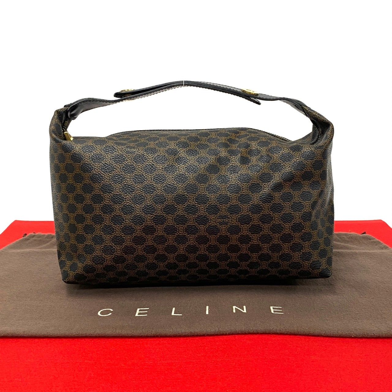 ほぼ未使用 CELINE セリーヌ ヴィンテージ マカダム ブラゾン 柄 レザー 本革 ミニ ハンドバッグ ポーチ バニティバッグ ブラウン  230-8 - メルカリ